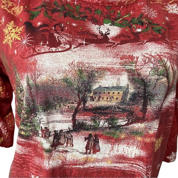 Holiday Essentials Red Christmas Shirt Plus Size 1X - Picture 9 of 12